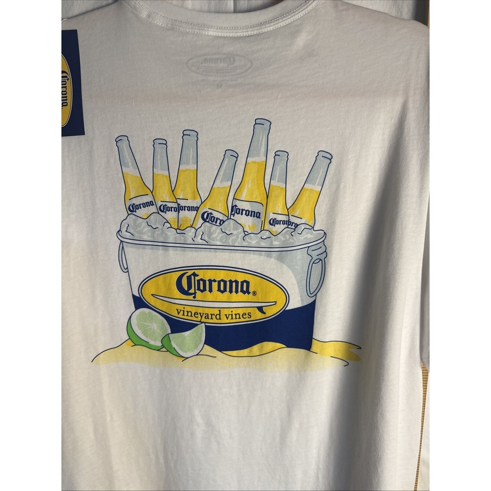 Corona x Vineyard Vines Pocket T-Shirt White Medium NWT Beer Surf Logo - Picture 6 of 7